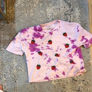 Hot Topic Pink and Purple Strawberry Crop Top